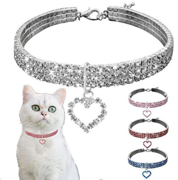 HKM-4349629 Rhinestone Dog Necklace in Copper with Silver Plating - Available in S/M/L Sizes