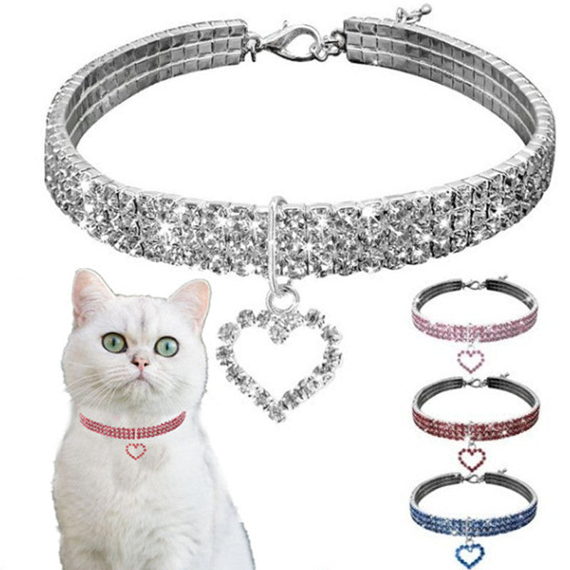 HKM-4349629 Rhinestone Dog Necklace in Copper with Silver Plating - Available in S/M/L Sizes