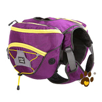 HKM-4349885 Pet Self Backpack for Medium and Large Dogs - Water-Repellent Fabric with Detachable Chest Harness in Purple, Orange, Blue
