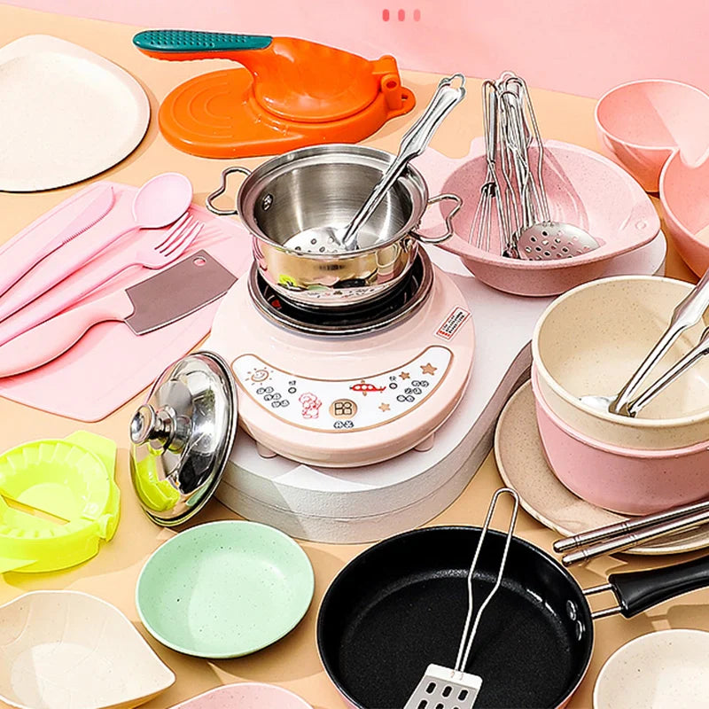 HKM-435091 Electric Mini Kitchen Cooking Playset for Kids - Realistic Kitchenware Toy for Ages 6 and Up