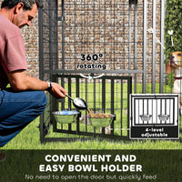HKM-4351293 Spacious Welded Wire Outdoor Dog Kennel with Adjustable Bowl Racks and Waterproof Cover, 4.6' x 4.6' x 5'