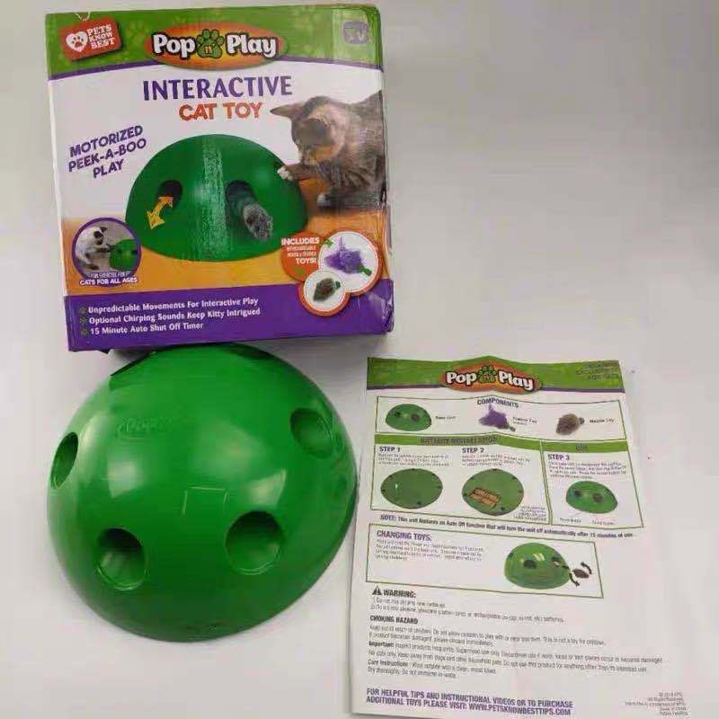 HKM-435283 Electric Mouse Cat Toy with Scratching Pad - Fun Interactive Play for Cats - Green
