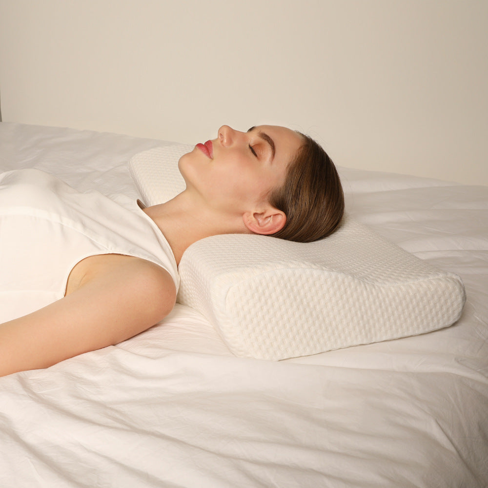 HKM-435283 Memory Foam Slow Rebound Butterfly Pillow - White Knitted Fabric, Single Size 61*35*11/6.5 cm