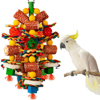 HKM-4354877 Natural Wooden Corncob Toy for Birds - Bite-Safe Cage Accessory