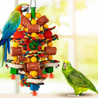 HKM-4354877 Natural Wooden Corncob Toy for Birds - Bite-Safe Cage Accessory