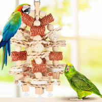 HKM-4354877 Natural Wooden Corncob Toy for Birds - Bite-Safe Cage Accessory
