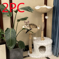 HKM-4355005 Flower-Shaped Integrated Climbing Frame for Cats with Grasping Board and Plush Base