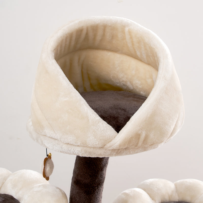 HKM-4355005 Flower-Shaped Integrated Climbing Frame for Cats with Grasping Board and Plush Base