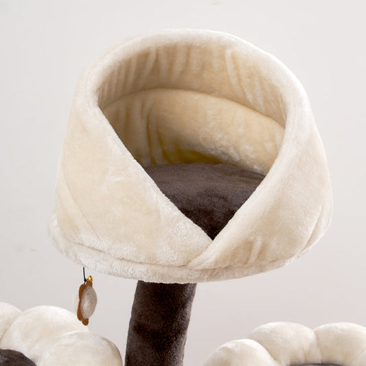 HKM-4355005 Flower-Shaped Integrated Climbing Frame for Cats with Grasping Board and Plush Base