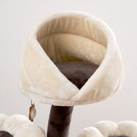 HKM-4355005 Flower-Shaped Integrated Climbing Frame for Cats with Grasping Board and Plush Base