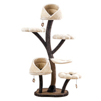 HKM-4355005 Flower-Shaped Integrated Climbing Frame for Cats with Grasping Board and Plush Base