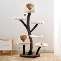 HKM-4355005 Flower-Shaped Integrated Climbing Frame for Cats with Grasping Board and Plush Base