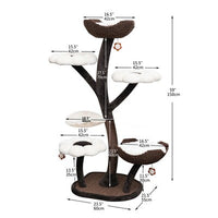 HKM-4355005 Flower-Shaped Integrated Climbing Frame for Cats with Grasping Board and Plush Base