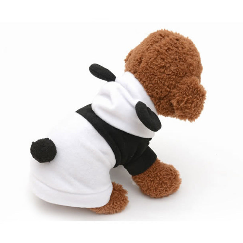 HKM-4355773 Black and White Panda Fleece Dog Dress for Autumn and Winter