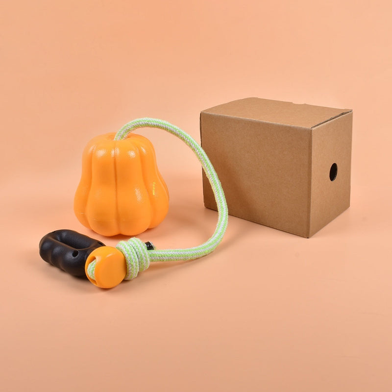 HKM-4356029 Pumpkin Shaped Outdoor Dog Toy with Rope for Long Throws