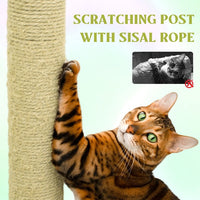 HKM-4356669 71 Inch Cat Tree with Large Condo, Removable Flower Cushions, and Hammock - Yellow