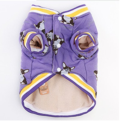 HKM-4357565 Winter Dog Clothes in Cotton - Purple & Dark Blue, Sizes XS to XXL