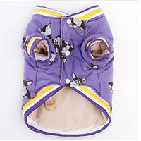 HKM-4357565 Winter Dog Clothes in Cotton - Purple & Dark Blue, Sizes XS to XXL