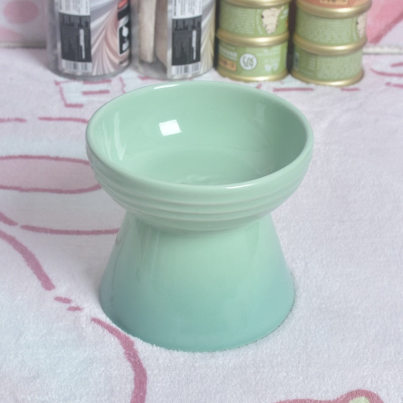 HKM-435859 High Foot Neck Protector Ceramic Anti-Tumble Pet Bowl for Dogs and Cats