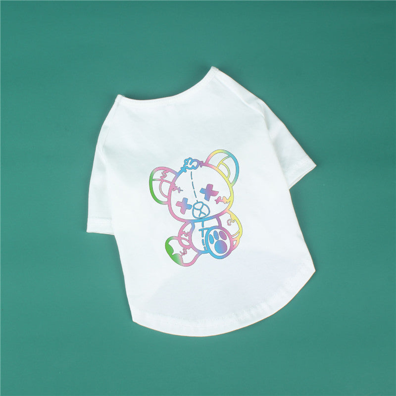 HKM-4359741 Cotton Short-Sleeved Cute Color Bear T-Shirt for Pets ¨C Spring and Summer Style