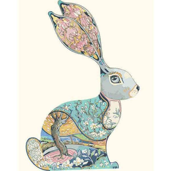 HKM-435987 Colorful Hare Paint by Numbers Kit - 40x50cm Linen Digital Art