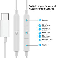 HKM-435987 Noise-Cancelling USB-C In-Ear Headphones with Microphone and Stereo Sound