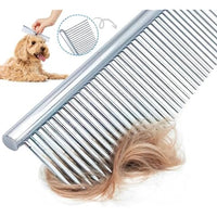 KFX-4360637 Stainless Steel Pet Comb with Rounded Ends for Tangles and Knots - Ideal Grooming Tool for Dogs and Cats