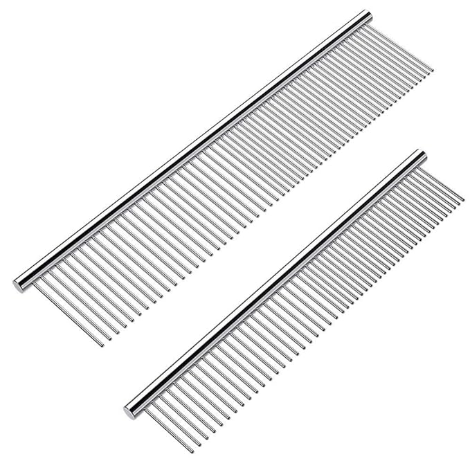 HKM-4360637 Stainless Steel Pet Comb with Rounded Ends for Tangles and Knots - Ideal Grooming Tool for Dogs and Cats