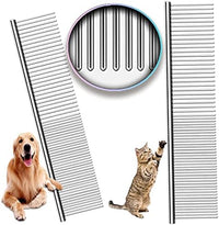 HKM-4360637 Stainless Steel Pet Comb with Rounded Ends for Tangles and Knots - Ideal Grooming Tool for Dogs and Cats