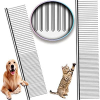 HKM-4360637 Stainless Steel Pet Comb with Rounded Ends for Tangles and Knots - Ideal Grooming Tool for Dogs and Cats