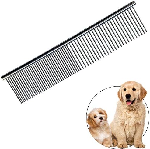HKM-4360637 Stainless Steel Pet Comb with Rounded Ends for Tangles and Knots - Ideal Grooming Tool for Dogs and Cats