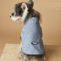 HKM-4360765 Light Blue Summer Plaid Shirt for Small Dogs - Cotton, Sizes XS to XXL