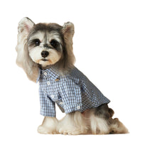 HKM-4360765 Light Blue Summer Plaid Shirt for Small Dogs - Cotton, Sizes XS to XXL