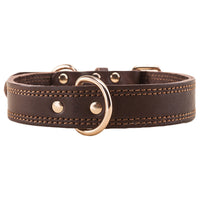 HKM-4361149 Leather Dog Collar for Medium and Large Dogs - Cowhide in Dark Brown, Black, or Wine Red