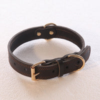 HKM-4361149 Leather Dog Collar for Medium and Large Dogs - Cowhide in Dark Brown, Black, or Wine Red