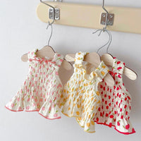 HKM-4361533 Summer Teddy Skirt Dress for Dogs in Yellow, Red, and Pink - Lightweight Pet Apparel
