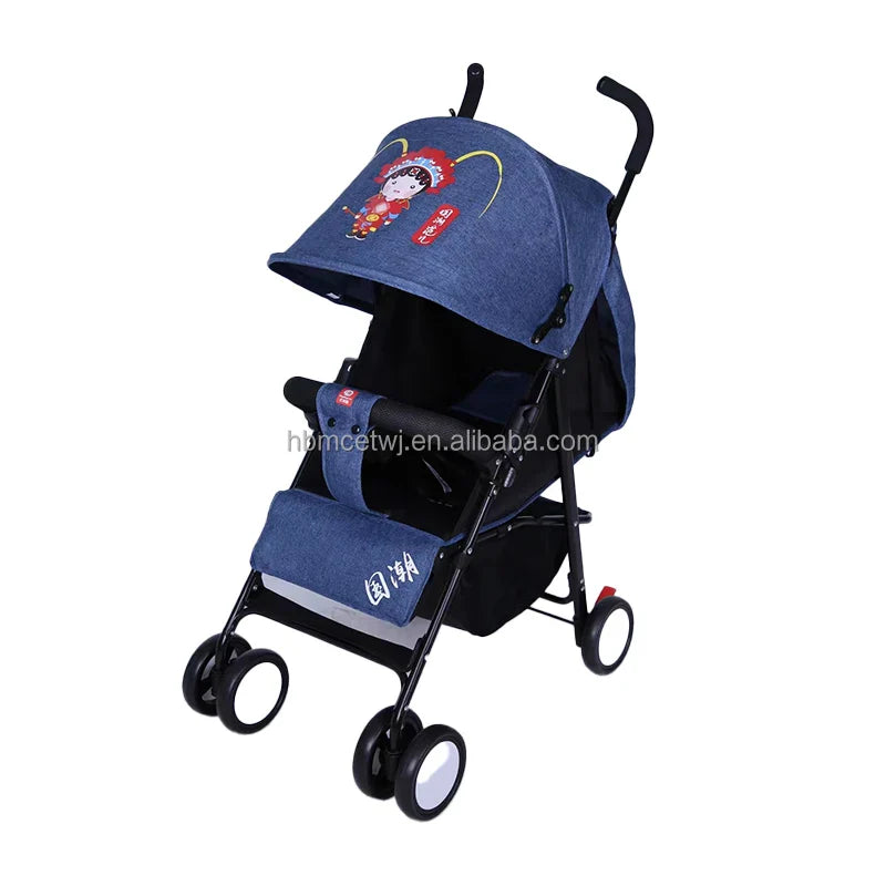 HKM-436179 Lightweight 2-in-1 Foldable Linen Baby Stroller with Safety Features and Soft Seat for 0-36 Months
