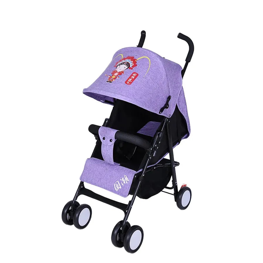 HKM-436179 Lightweight 2-in-1 Foldable Linen Baby Stroller with Safety Features and Soft Seat for 0-36 Months