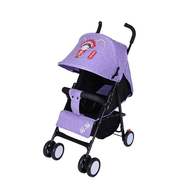 HKM-436179 Lightweight 2-in-1 Foldable Linen Baby Stroller with Safety Features and Soft Seat for 0-36 Months