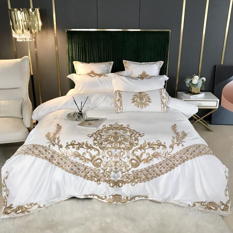 HKM-436307 Embroidered Tencel Cotton Bed Linen Set with Duvet Cover - Four-Piece Collection for 1.5m to 2m Beds