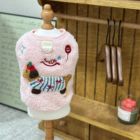 HKM-4363709 Dog Warm Embroidered Casual Traction Top in Blue, Pink, and White - Sizes S to XL