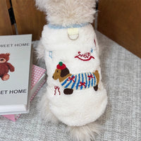 HKM-4363709 Dog Warm Embroidered Casual Traction Top in Blue, Pink, and White - Sizes S to XL