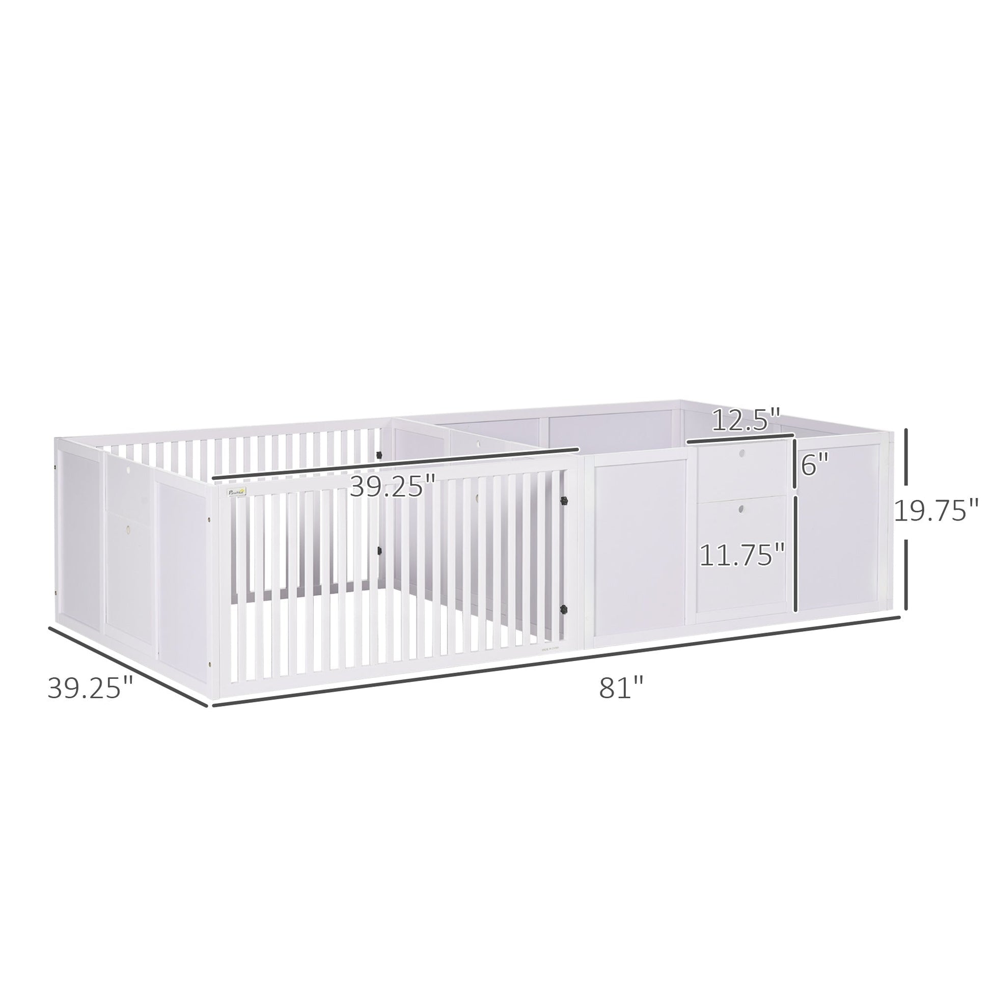 HKM-4364605 Two-Room Whelping Box for Dogs with Adjustable Doors and Non-Slip Base