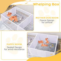 HKM-4364605 Two-Room Whelping Box for Dogs with Adjustable Doors and Non-Slip Base