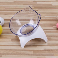 HKM-4365117 Transparent Double Pet Bowl with Oblique Mouth and Neck Guard - Non-Ceramic Design