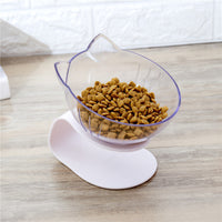HKM-4365117 Transparent Double Pet Bowl with Oblique Mouth and Neck Guard - Non-Ceramic Design