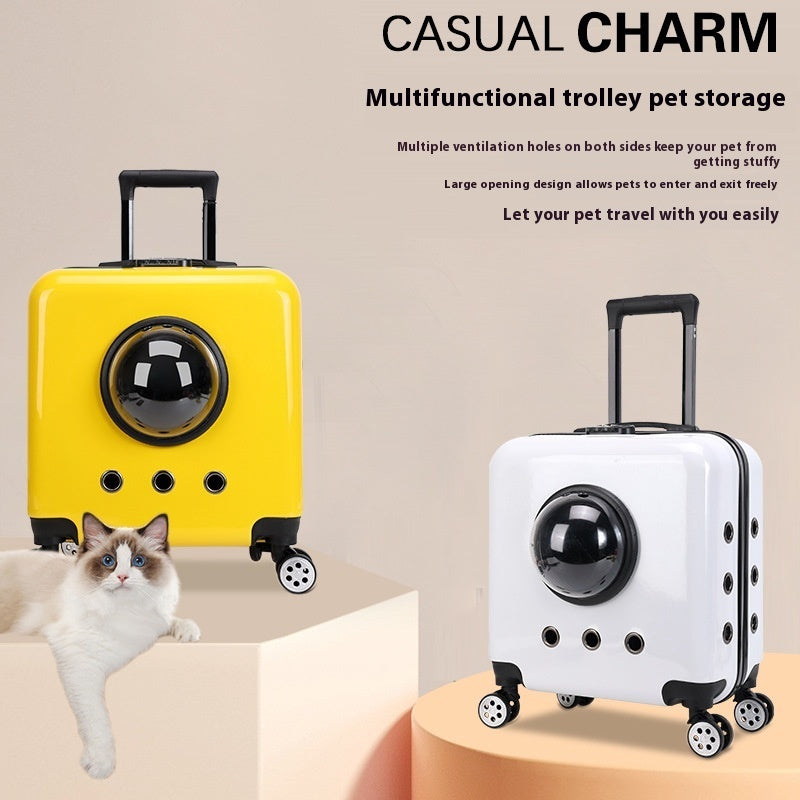 HKM-4365373 Space Capsule Cat Carrier Bag – Hard PVC Pet Travel Suitcase in Multiple Colors