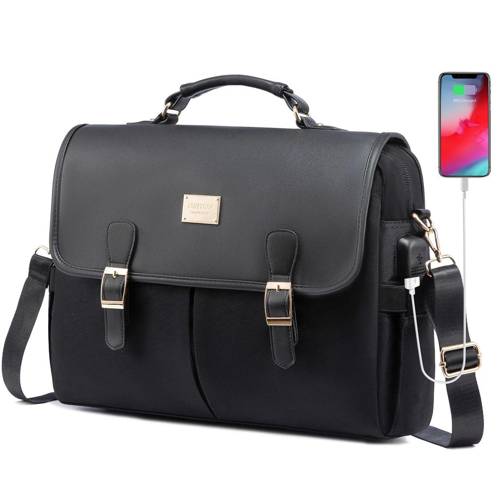 HKM-436691 Professional Laptop Tote Bag for Women - Durable PU Briefcase with Multiple Pockets for Office and Business Use