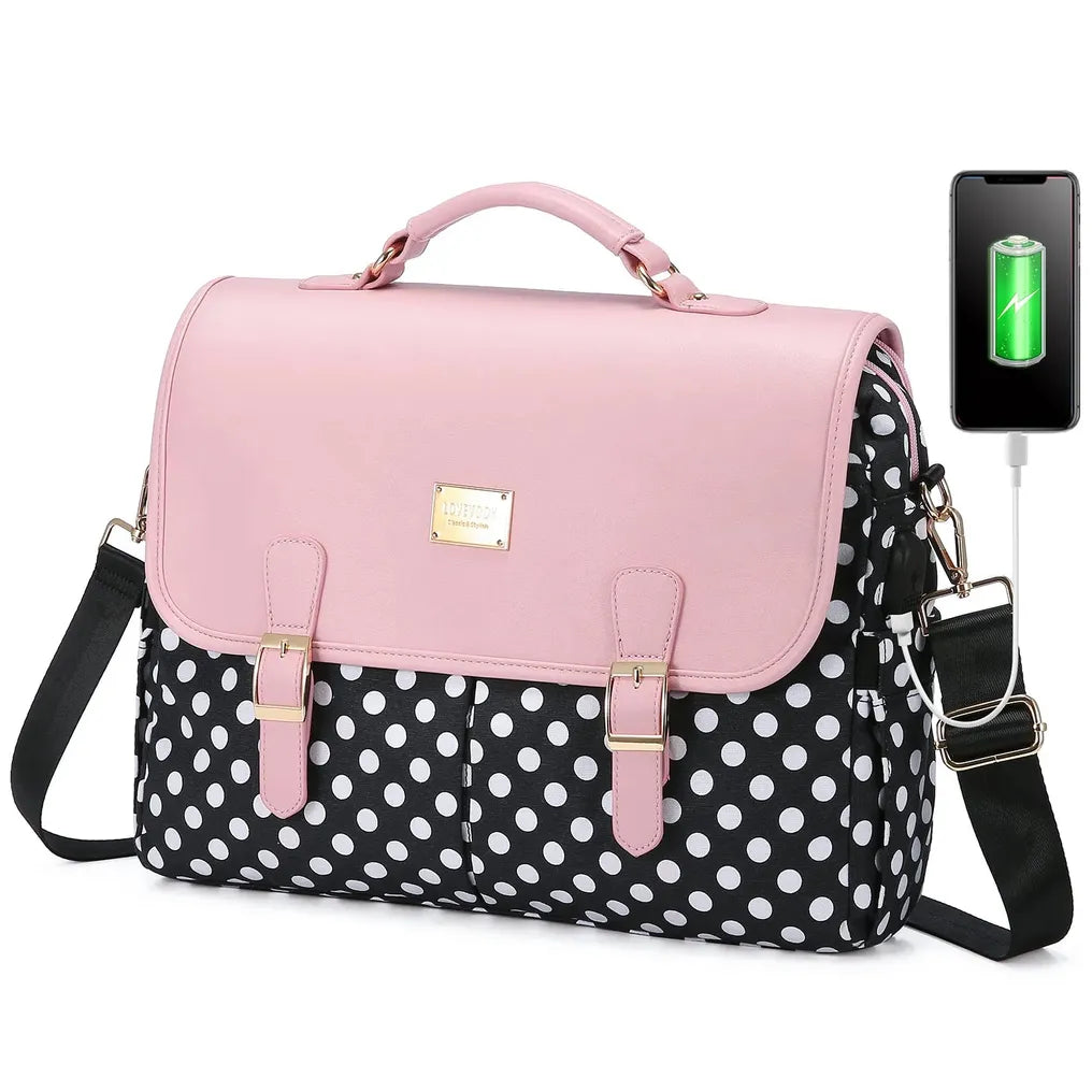 HKM-436691 Professional Laptop Tote Bag for Women - Durable PU Briefcase with Multiple Pockets for Office and Business Use
