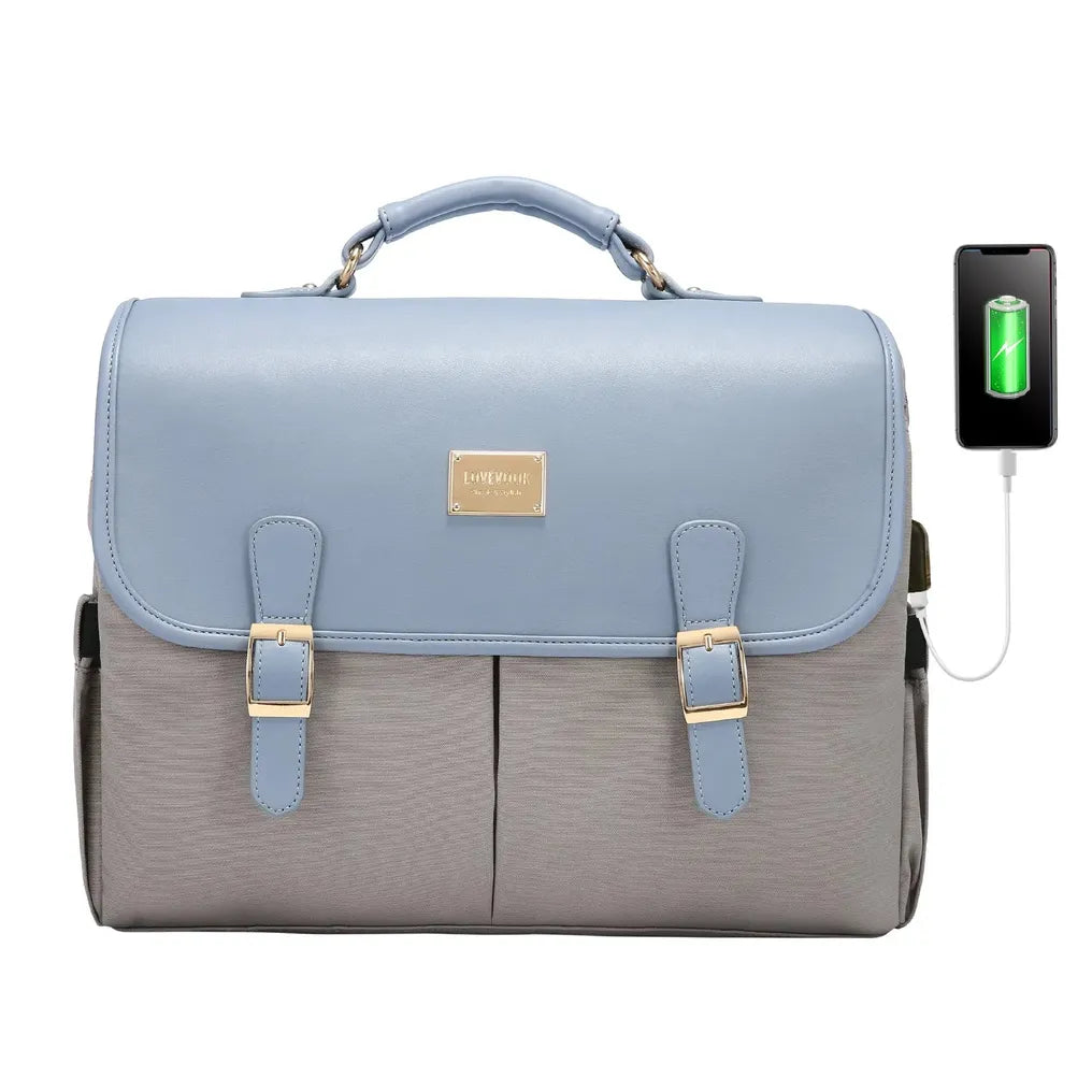 HKM-436691 Professional Laptop Tote Bag for Women - Durable PU Briefcase with Multiple Pockets for Office and Business Use